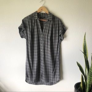 Madewell plaid button-up tunic/ mini-dress